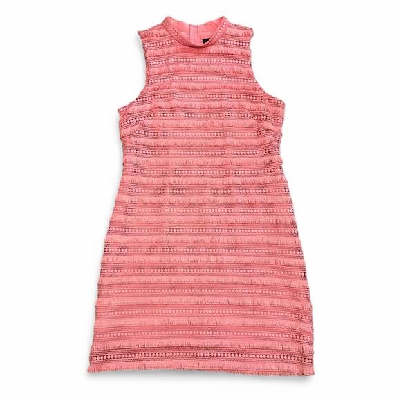 J. Crew Pink Embroidered Fringe Sheath Dress Summer Office Business Casual Sz 10 - Picture 3 of 14